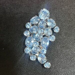 Vintage Blue Rhinestone Fur Clip